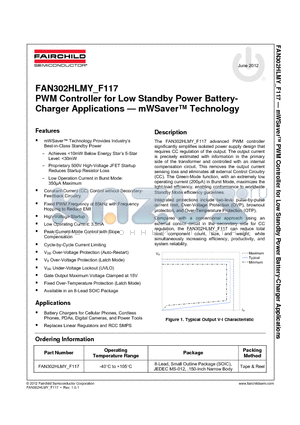 FAN302HLMY datasheet - PWM Controller for Low Standby Power Battery- Charger Applications  mWSaver Technology