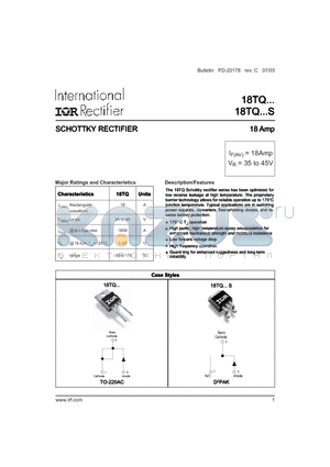 18TQ datasheet - SCHOTTKY RECTIFIER