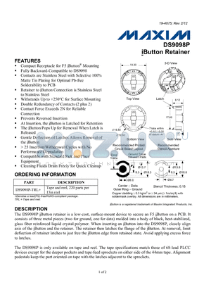 DS9098P datasheet - iButton Retainer