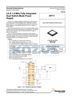34717 datasheet - 5.0 A 1.0 MHz Fully Integrated Dual Switch-Mode Dual Switch-Mode Power Supply