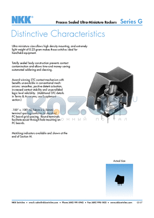 G13KP-YA datasheet - Process Sealed Ultra-Miniature Rockers