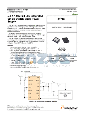 34713 datasheet - 5.0 A 1.0MHz Fully Integrated Single Switch-Mode Power Supply