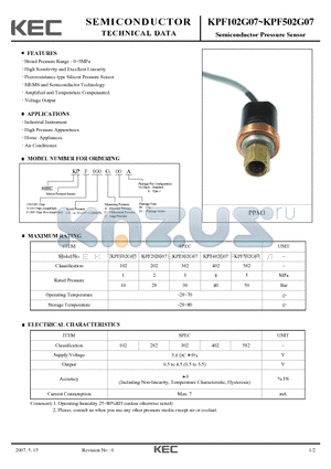 KPF402G07 datasheet - Semiconductor Pressure Sensor