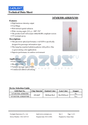 3474/R3DB-AHKB/MS datasheet - This precision optical performance oval LED is specifically designed for passenger information signs