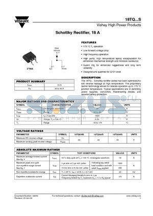 18TQ040STRL datasheet - Schottky Rectifier, 18 A