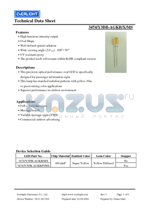 3474/Y3DB-AGKB/MS datasheet - This precision optical performance oval LED is specifically designed for passenger information signs