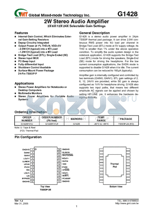 G1428F31UF datasheet - 2W Stereo Audio Amplifier