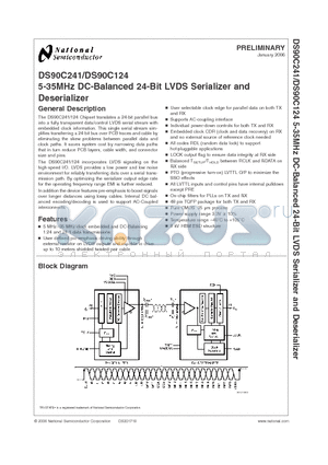 DS90C241IVS datasheet - 5-35MHz DC-Balanced 24-Bit LVDS Serializer and Deserializer