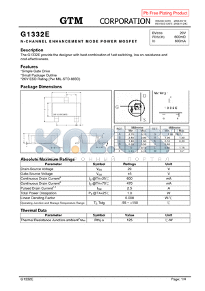 G1332E datasheet - N-CHANNEL ENHANCEMENT MODE POWER MOSFET