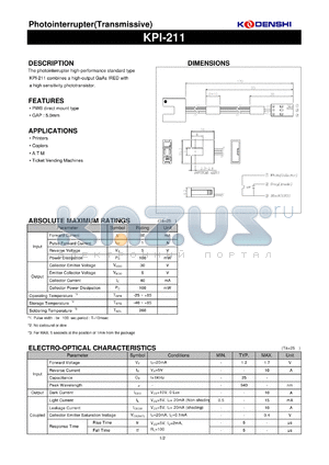 KPI-211 datasheet - Photointerrupter(Transmissive)