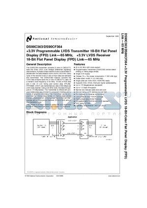 DS90C363MTD datasheet - 3.3V Programmable LVDS Transmitter 18-Bit Flat Panel Display (FPD) Link65 MHz, 3.3V LVDS Receiver 18-Bit Flat Panel Display (FPD) Link65 MHz