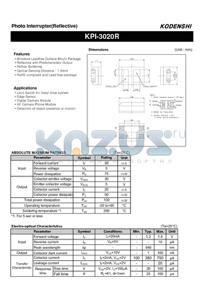 KPI-3020R datasheet - Photo Interrupter(Reflective)