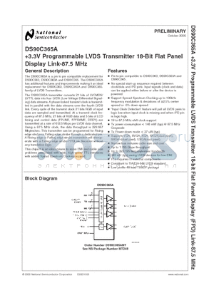 DS90C365A datasheet - 3.3V programmable LVDS Transmitter 18-Bit Flat Panel Display Link-87.5 MHz