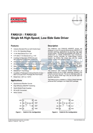 FAN3121TMPX datasheet - Single 9A High-Speed, Low-Side Gate Driver