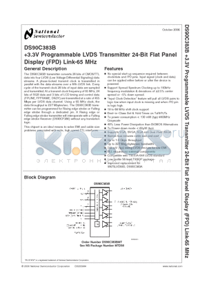DS90C383B datasheet - 3.3V Programmable LVDS Transmitter 24-Bit Flat Panel Display (FPD) Link-65 MHz