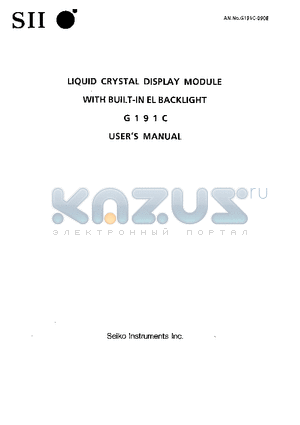 G191C datasheet - LIQUID CRYSTAL DISPLAY MODULE WITH BUILT-IN EL BACKLIGHT