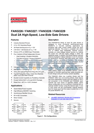 FAN3122C datasheet - Dual 2A High-Speed, Low-Side Gate Drivers