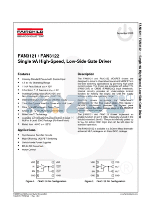 FAN3122TMX datasheet - Single 9A High-Speed, Low-Side Gate Driver