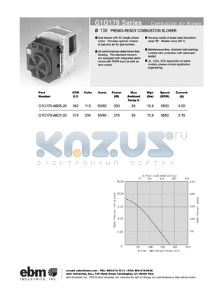 G1G170-AB31-20 datasheet - COMBUSTION AIR BLOWER