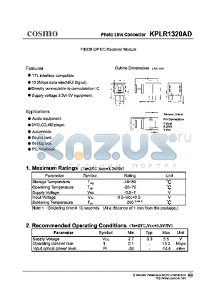 KPLR1320AD datasheet - Photo Link Connector