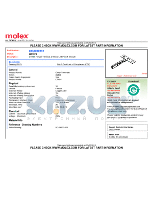 34803-0212 datasheet - CTX64 Female Terminal, D-Wind, Left Payoff, SAE 20