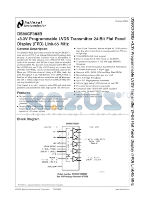 DS90CF383B datasheet - 3.3V Programmable LVDS Transmitter 24-Bit Flat Panel Display (FPD) Link-65 MHz