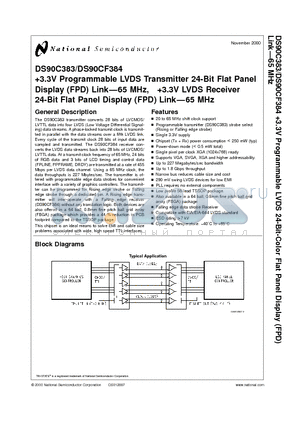 DS90CF384 datasheet - 3.3V Programmable LVDS Transmitter 24-Bit Flat Panel Display (FPD) Link-65 MHz, 3.3V LVDS Receiver 24-Bit Flat Panel Display (FPD) Link-65 MHz