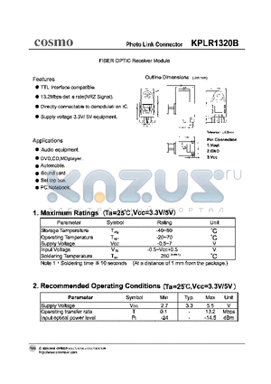 KPLR1320B datasheet - Photo Link Connector