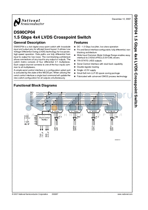 DS90CP04 datasheet - 1.5 Gbps 4x4 LVDS Crosspoint Switch