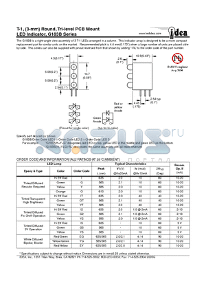 G183B datasheet - T-1, (3-mm) Round, Tri-level PCB Mount LED Indicator