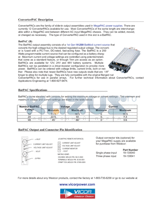 19-130041 datasheet - ConverterPACs are the family of slide-in output assemblies used in MegaPAC power supplies