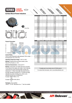 3483R-1R5M datasheet - Surface Mount Power Inductors