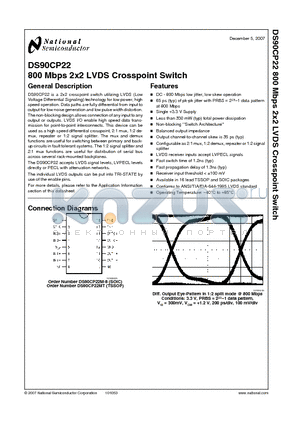 DS90CP22M-8 datasheet - 800 Mbps 2x2 LVDS Crosspoint Switch