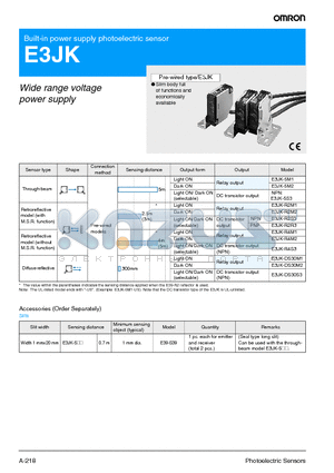 E39-RS3 datasheet - Built-in power supply photoelectric sensor