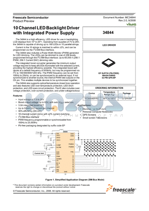 34844 datasheet - 10 Channel LED Backlight Driver with Integrated Power Supply