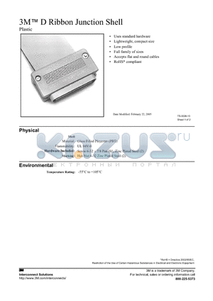 3485-1800F datasheet - 3M D Ribbon Junction Shell