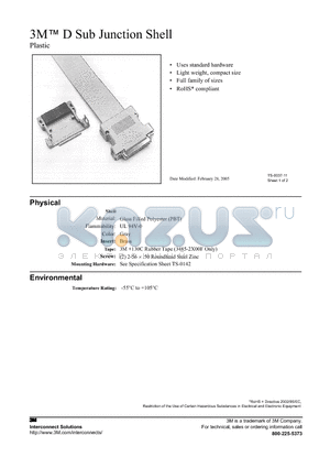 3485-2200F datasheet - 3M D Sub Junction Shell