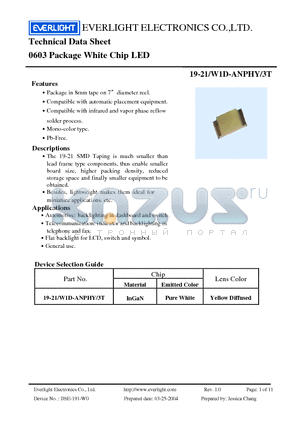 19-21-W1D-ANPHY datasheet - White Chip LED