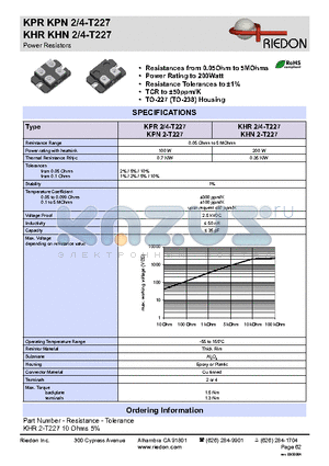 KPN2-T227 datasheet - Power Resistors