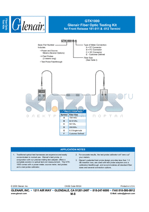 GTK1000-B-A datasheet - Fiber Optic Testing Kit