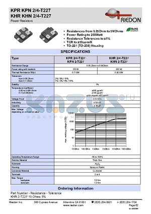 KPR2-T227 datasheet - Power Resistors