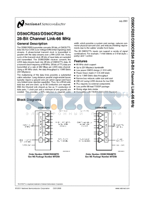 DS90CR283_01 datasheet - 28-Bit Channel Link-66 MHz