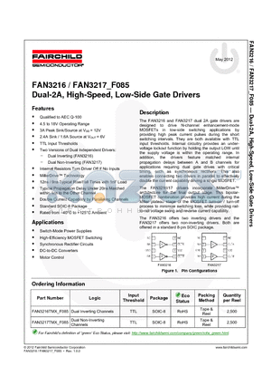 FAN3217TMX_12 datasheet - Dual-2A, High-Speed, Low-Side Gate Drivers