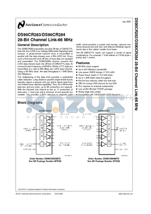 DS90CR284 datasheet - 28-Bit Channel Link-66 MHz
