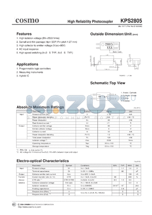 KPS2805 datasheet - High Reliability Photocoupler