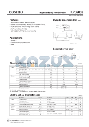 KPS2832 datasheet - High Reliability Photocoupler