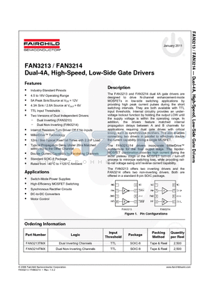 FAN3226C datasheet - Dual-4A, High-Speed, Low-Side Gate Drivers