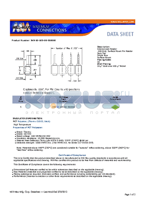 349-10-105 datasheet - Interconnect Header.100 Grid; Surface Mount Pin Header