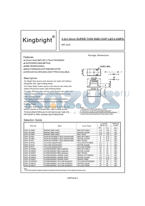 KPT-3216HC datasheet - 3.2x1.6mm SUPER THIN SMD CHIP LED LAMPS