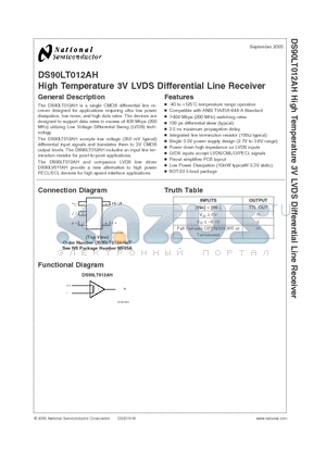 DS90LT012AHMF datasheet - High Temperature 3V LVDS Differential Line Receiver